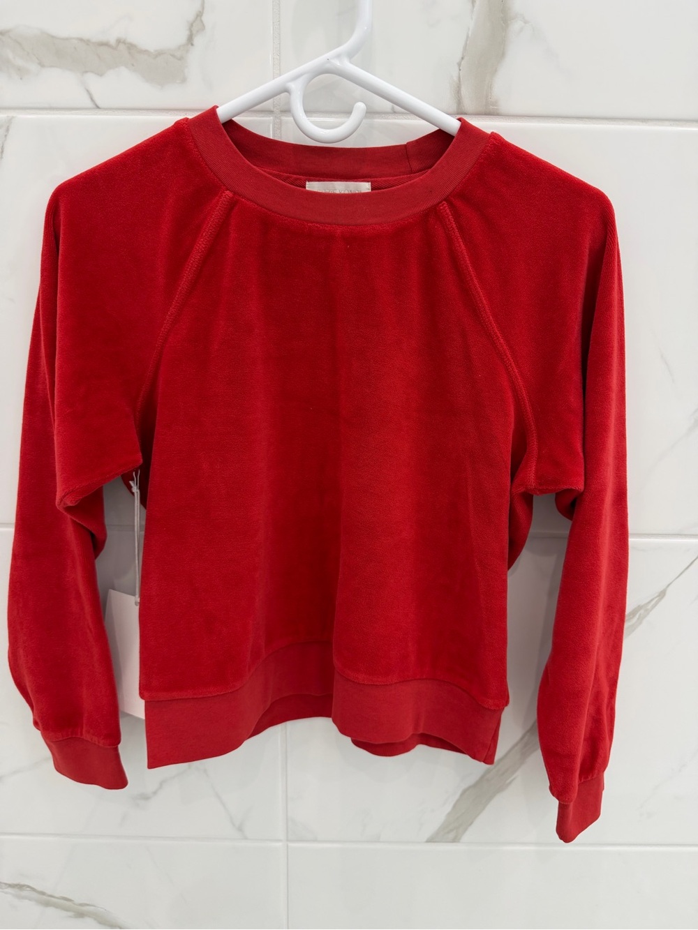 Suzie Kondi Red Velour Crewneck Sweatshirt